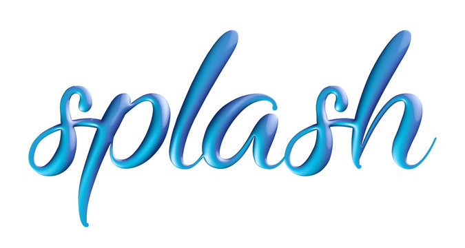 word "splash" with 3d effect and calligraphic font