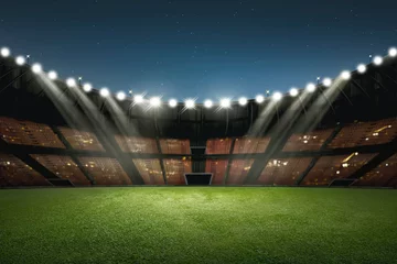 Foto op Plexiglas Voetbal Modern building of soccer stadium with illumination