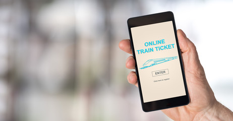 Online train ticket concept on a smartphone