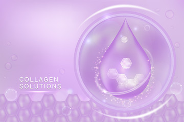 Purple collagen Serum drop, cosmetic advertising background ready to use, luxury skin care ad, illustration vector.