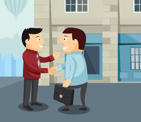 Business people on the street. Customer Service. Vector cartoon illustration.