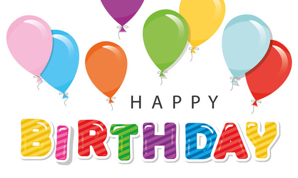 Happy birthday greeting card with balloons. For posters, banners, greeting cards, room decoration.