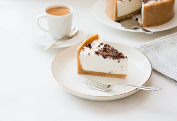 Homemade cheesecake - healthy organic summer dessert pie cheesecake. Vanilla Cheeseсake.