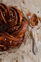 Swirl Brioche with chocolate, Chocolate roll bread, chocolate pull apart rolls, Chocolate Babka, Povitica: traditional Polish sweet Christmas bread