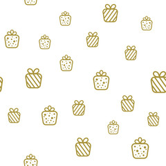 Seamless pattern with chaotic gift. Vector background