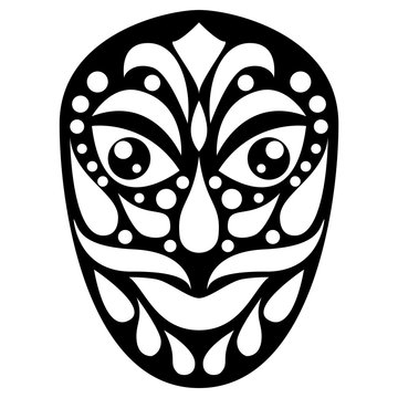 Tribal ethnik mask. Black and white illustration on white background