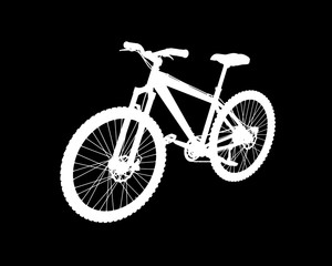 Vector white bicycle on a black background.