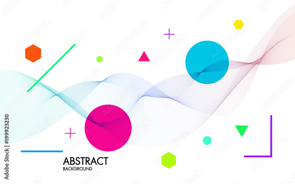 Poster abstract background with dynamic linear waves.for space text colorful vector illustration in flat mi