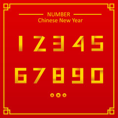 Chinese Set of number, Modern numeric flat design.