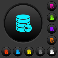 Secure database dark push buttons with color icons