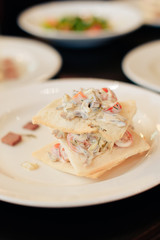 table setting with food on a plate