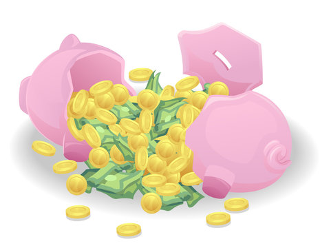 recommend clip art: Piggy Bank Broke Savings Illustration