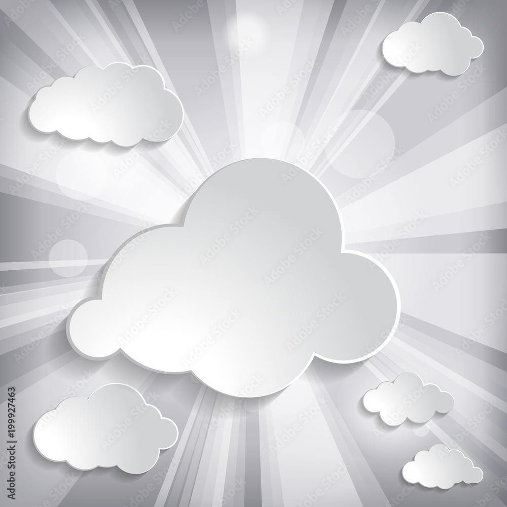 Poster abstract background with sun rays and clouds