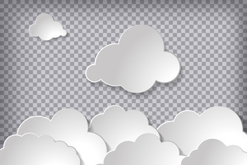 Vector illustration of clouds set on a chequered background