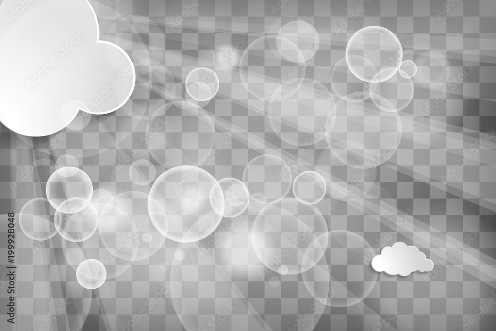 Poster abstract background with sun rays and clouds on a chequered background