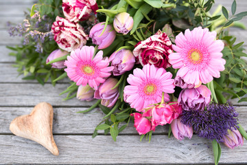 Still life in spring with flowers for mothers day
