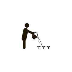 Fototapeta na wymiar Person with watering can icon. flat design