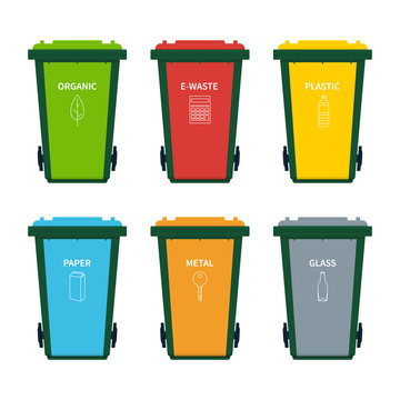 Garbage bin set for recycling waste. .