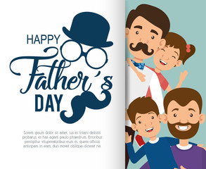 best father with daughter and son avatars vector illustration design