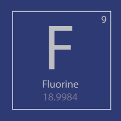 Fluorine  F chemical element icon- vector illustration