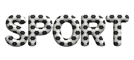 Fototapeta na wymiar Sport word made from a football soccer ball texture. 3D Rendering