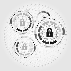 Cyber technology security, network data protection. Background vector graphic illustration.