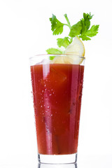 Bloody Mary cocktail in glass on white background

