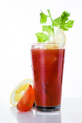Bloody Mary cocktail in glass on white background

