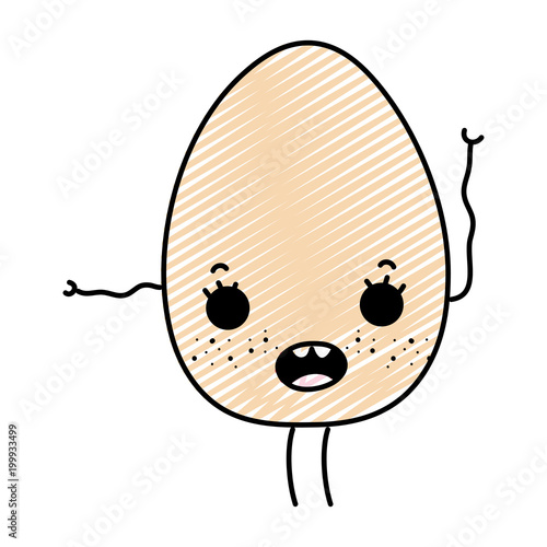 "doodle kawaii happy egg with arms and の ストック画像とロイヤリティ