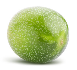 Green passion fruit, maracuya isolated on white background with shadow
