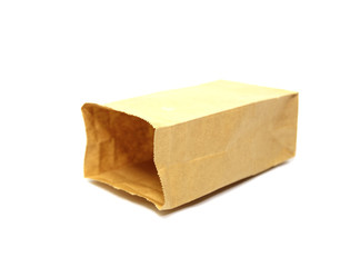 recycle brown paper bag isolated on white background