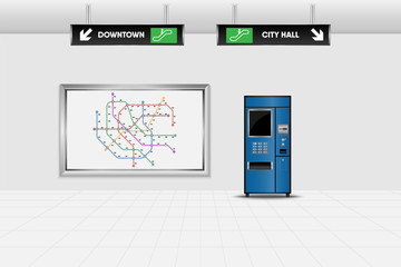 Metro interior design and ticket vending machine, Tube, Underground, Subway