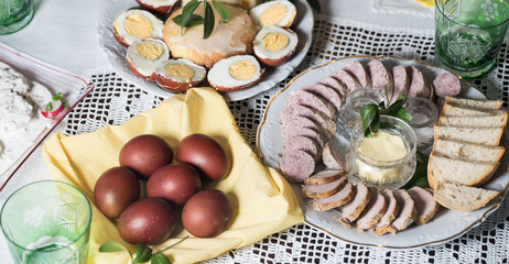 easter traditional polish dishes. Easter table setting decoration 