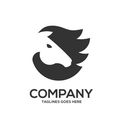 Horse head graphic logo template, vector horse head illustration on white background