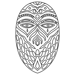 Tribal ethnik mask. Coloring illustration on white background