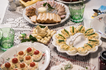 easter traditional polish dishes. Easter table setting decoration 