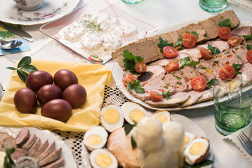 easter traditional polish dishes. Easter table setting decoration 
