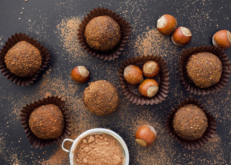 small chocolate petit fours with hazelnuts