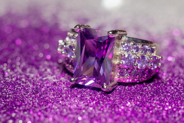 Silver Ring with Purple Zircon