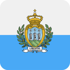 San Marino Flag Vector Square Flat Icon