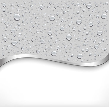 water drops on grey background and place for your text