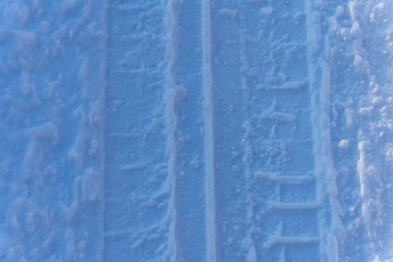 stamp of tyre in snow