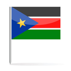 South Sudan Flag Pin Vector Icon