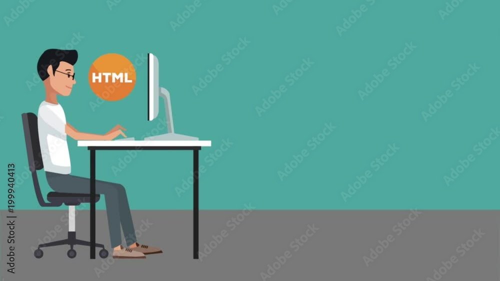 Aufkleber programmer at office crreating website high definition colorful scenes