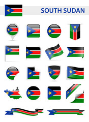 South Sudan Flag Vector Set