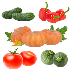 Fresh vegetable isolated on white background with clipping path