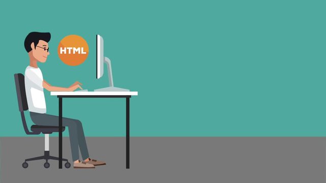 Programmer at office crreating website High Definition colorful scenes