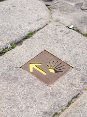 The sign on Saint James pilgrimage route to Santiago de Compostela