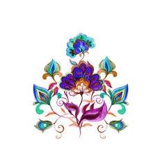 Obraz premium Eastern european floral decor - intricate folk art flowers. Watercolor