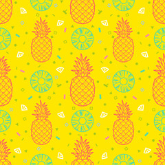 Format vectoriel de fond de modèle sans couture de fruits ananas